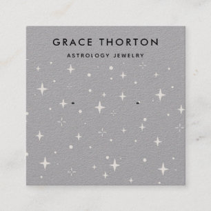Astrology Stars Stud Earring Display Grey Kraft Square Business Card