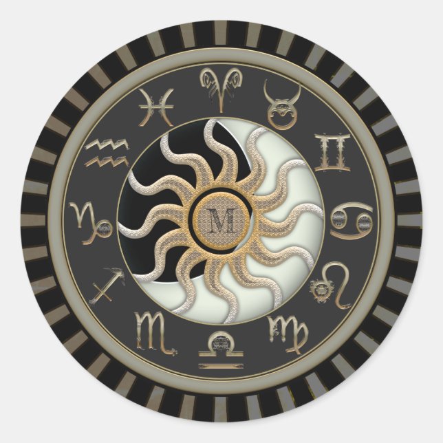 Astrology Sun and Moon Design Classic Round Sticker (Front)