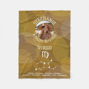 Astrology Virgo Zodiac Sign Photo Custom Birthdate Fleece Blanket