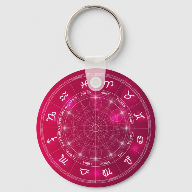 Astrology wheel Star signs Key Ring (Front)