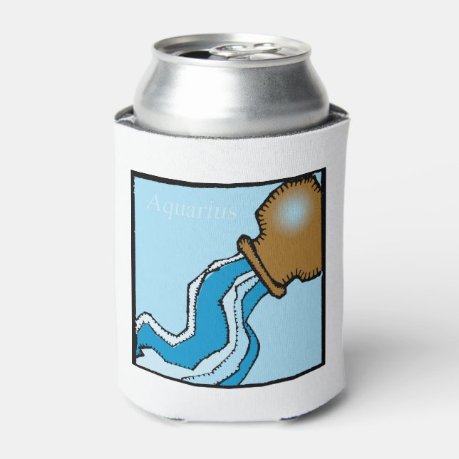 Astrology Zodiac Aquarius Birthday Can Cooler (Can Front)