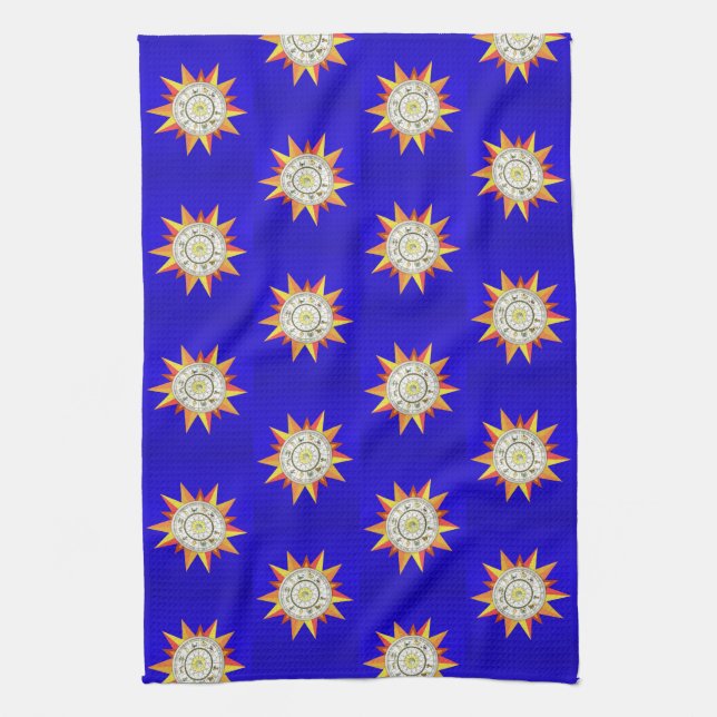 Astrology Zodiac Blue Kitchen Hand Towel (Vertical)