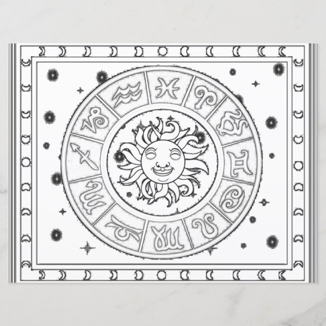 Astrology Zodiac Colouring Page (Front)