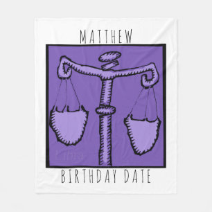 Astrology Zodiac Libra Sign Birthday name Bkt Fleece Blanket