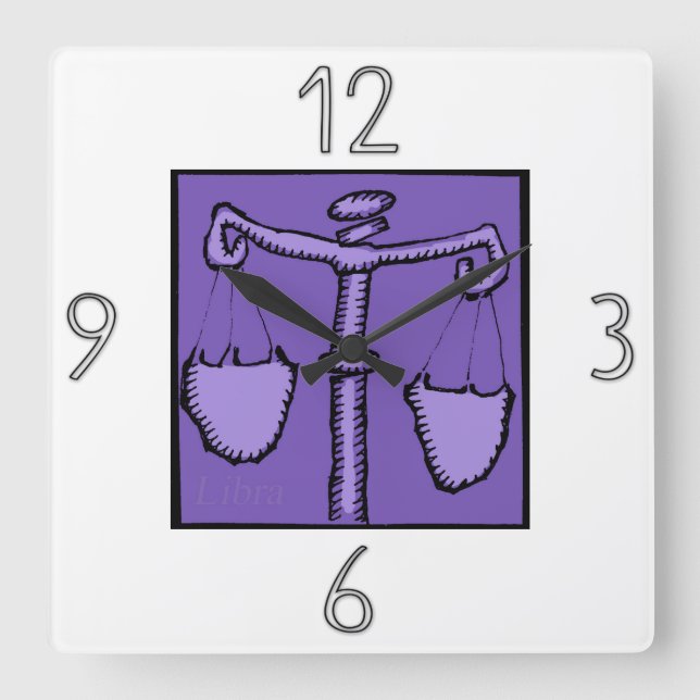 Astrology Zodiac Libra Sign Birthday Wall Clock (Front)