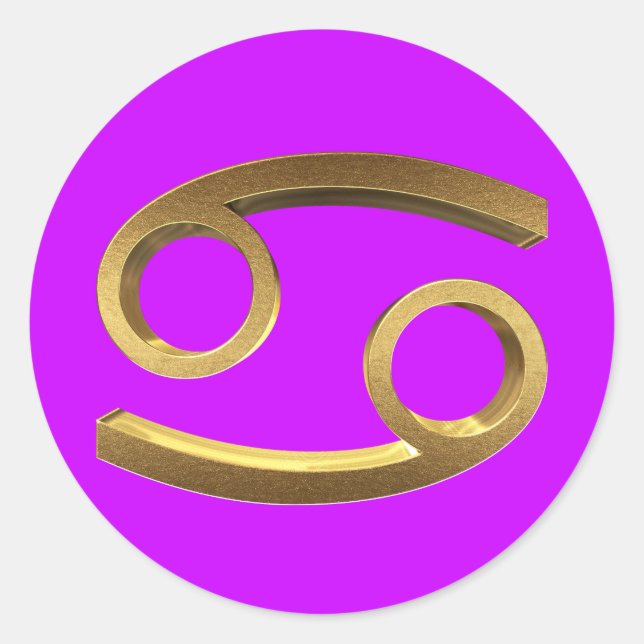 Astrology Zodiac Sign Cancer Gold Look Symbol Eleg Classic Round Sticker (Front)