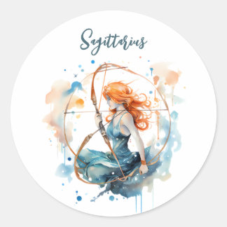 Astrology zodiac sign of Sagittarius watercolor Classic Round Sticker