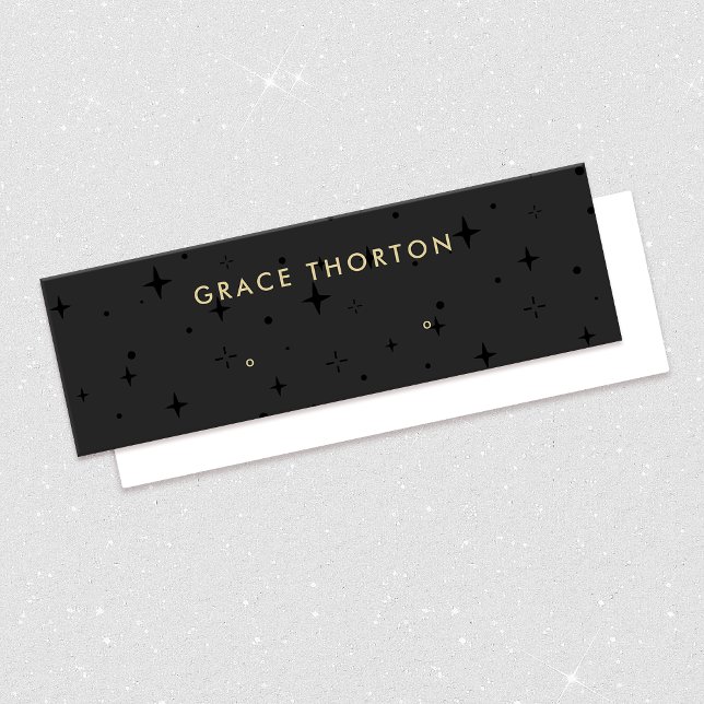 Astrology Zodiac Stars Black Stud Earring Mini Business Card (Creator Uploaded)
