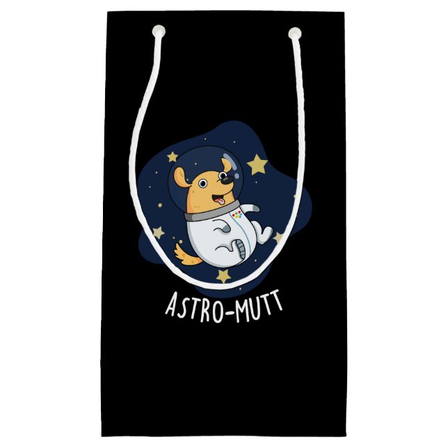 Astromutt Funny Dog Astronaut Pun Dark BG Small Gift Bag (Front)