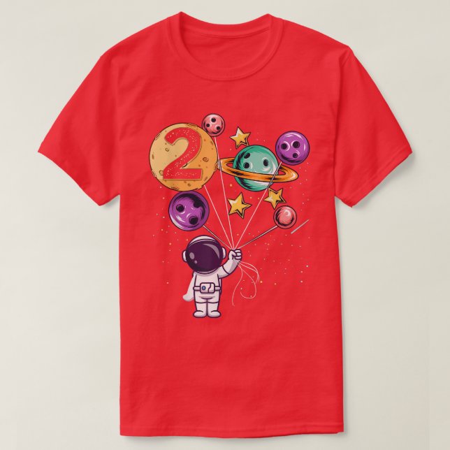 Astronaut 2nd Birthday Boys Girls Space lover 2 Ye T-Shirt (Design Front)