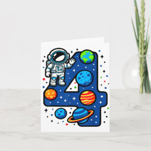 Astronaut 4th Birthday Party 4 Year Old Boy Girl O Card