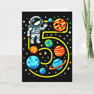 Astronaut 5th Birthday Party 5 Year Old Boy Girl O Card