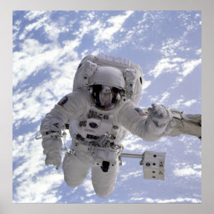 Astronaut Above Earth During Spacewalk Poster