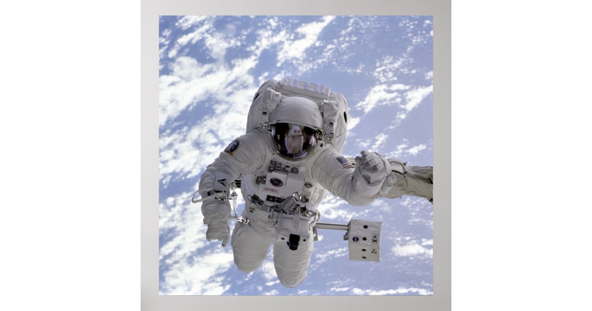 Astronaut Above Earth During Spacewalk Poster | Zazzle