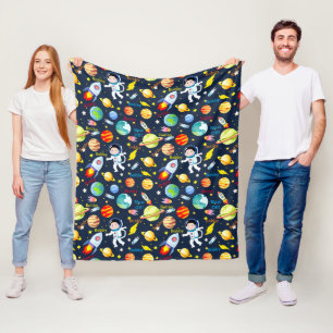 Astronaut Add Name Spaceship Planets Blast Off Fleece Blanket