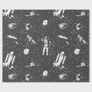 Astronaut aerospace pattern wrapping paper