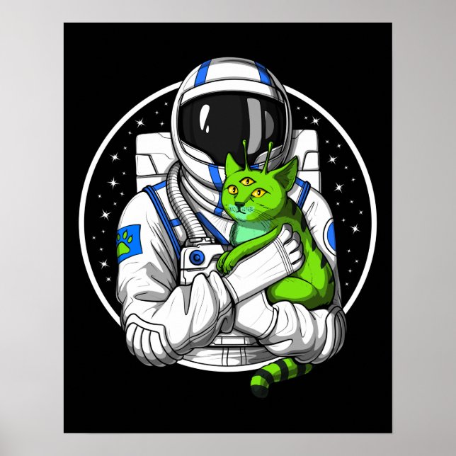 Astronaut Alien Cat Poster (Front)