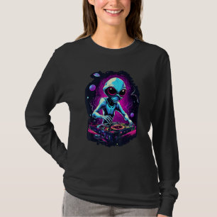 Astronaut Alien DJ Alien DJing in Space EDM Alien T-Shirt