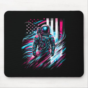 Astronaut America Usa Flag 4th Of July Mouse Mat