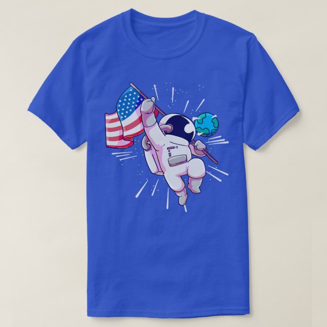 Astronaut American Flag T-Shirt (Design Front)