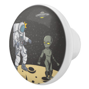Astronaut and alien ceramic knob