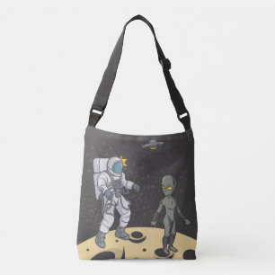 Astronaut and alien crossbody bag