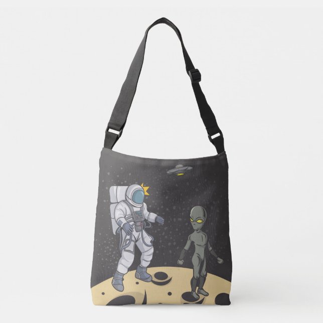 Astronaut and alien    crossbody bag (Front)