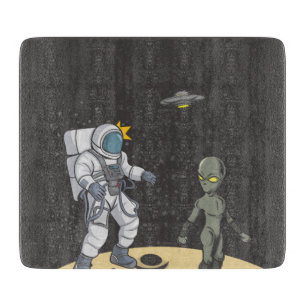 Astronaut and alien cutting board