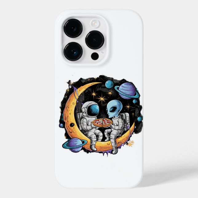 Astronaut and Alien Enjoy a Slice Case-Mate iPhone Case (Back)