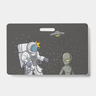 Astronaut and alien ID badge
