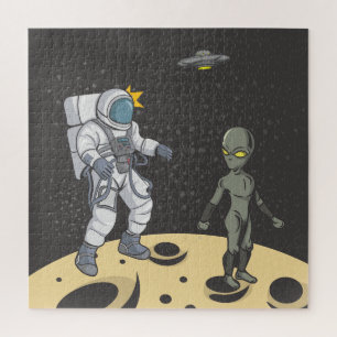 Astronaut and alien jigsaw puzzle