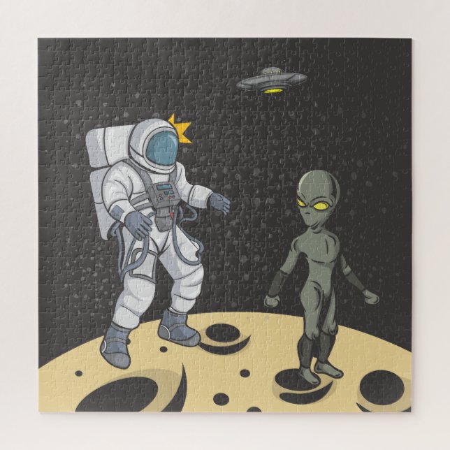 Astronaut and alien     jigsaw puzzle (Vertical)