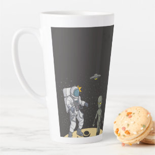 Astronaut and alien latte mug