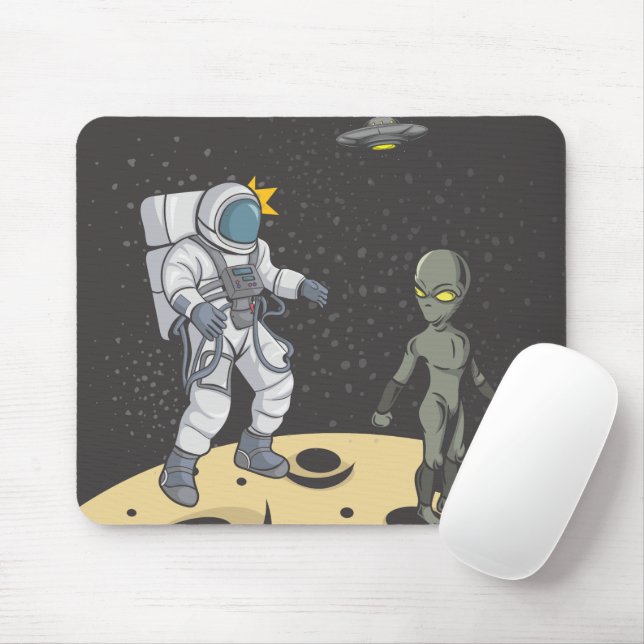 Astronaut and alien   mouse mat (With Mouse)