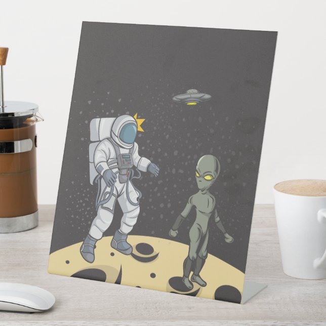 Astronaut and alien   pedestal sign (In SItu)