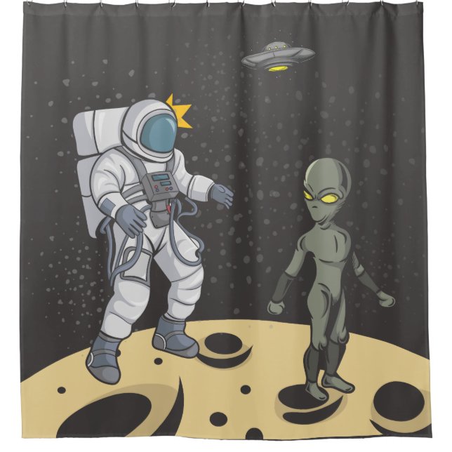Astronaut and alien    shower curtain (Front)