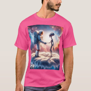 Astronaut And An Extraterrestrial Shaking Hands T-Shirt
