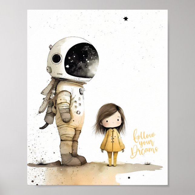 Astronaut and girl Poster (Front)