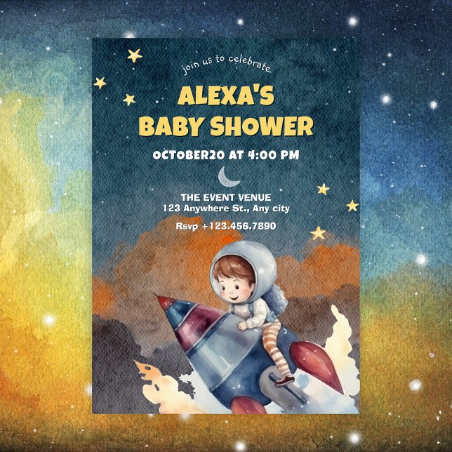 Astronaut and jet baby shower invitation (Creator Uploaded)