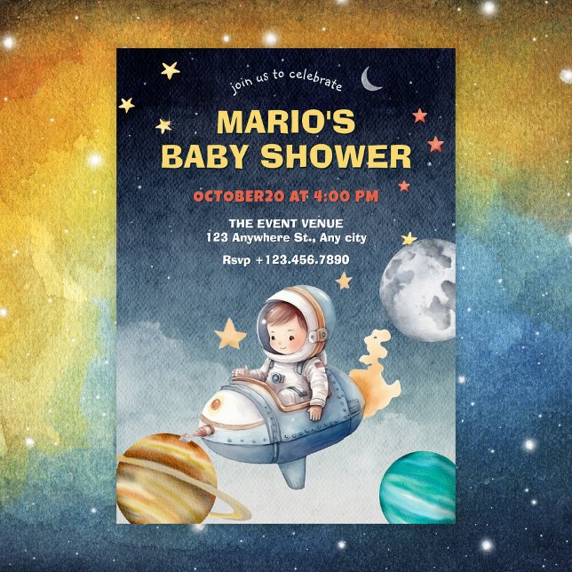 Astronaut and jet space birthday invitation (Creator Uploaded)