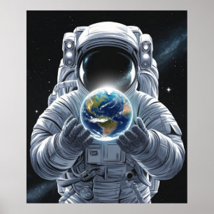 Astronaut and planet Earth Poster