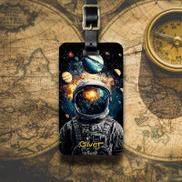 Astronaut and Planets Cosmic Illustration