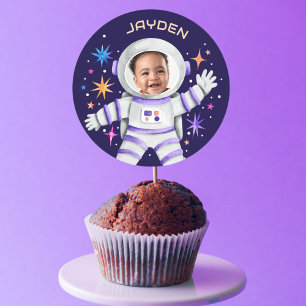 Astronaut and Stars Outer Space Photo Classic Round Sticker