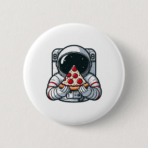 Astronaut Animal Eating Pizza Margherita Meal Food 6 Cm Round Badge