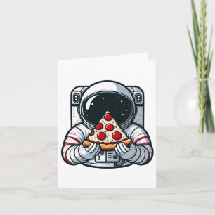 Astronaut Animal Eating Pizza Margherita Meal Food Card
