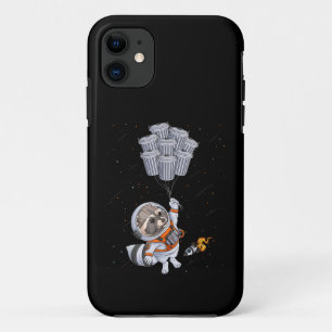 Astronaut animal funny Racoon Moon trash cans spa iPhone 11 Case