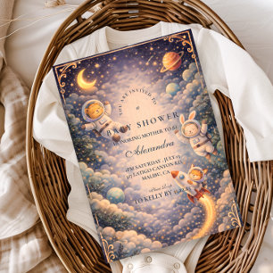 Astronaut Animals Space Baby Shower Invitation