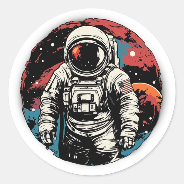 Astronaut ArtColor 03 Classic Round Sticker (Front)