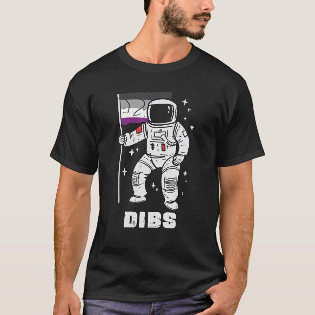 Astronaut Asexual Flag Dibs Funny Ace Pride Flag T-Shirt (Front)