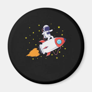Astronaut auf Rakete Magnet